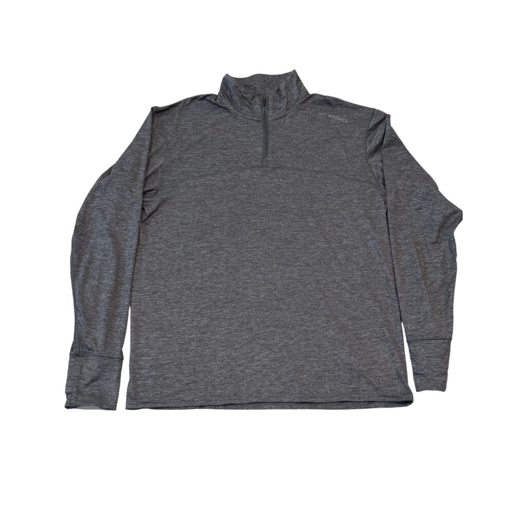 Brooks Men's Dash Heathered Gray Lightweight 1/4 Zip Long Sleeve Size M Running